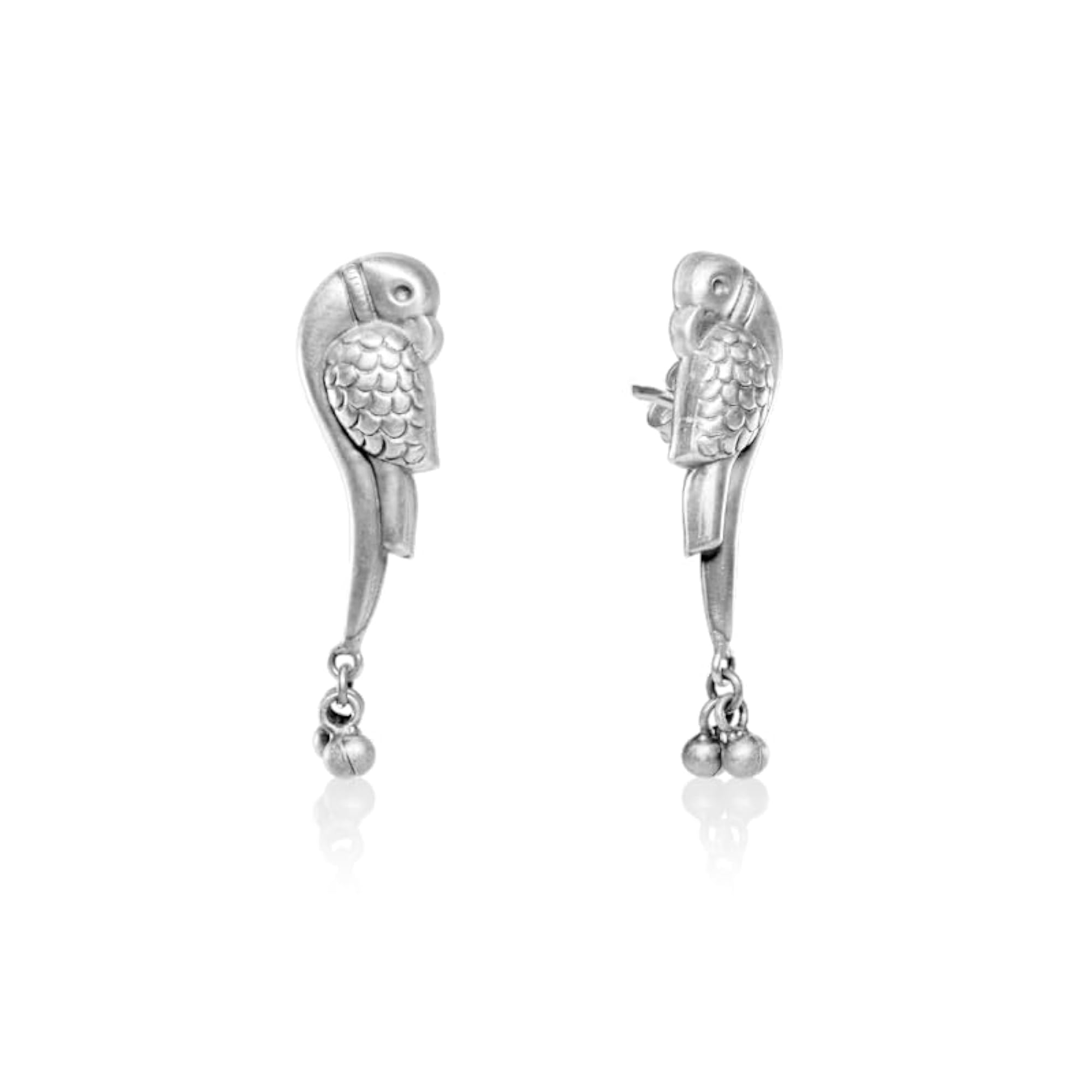 Women's 925 Pure Silver Oxidised Parrot Earrings